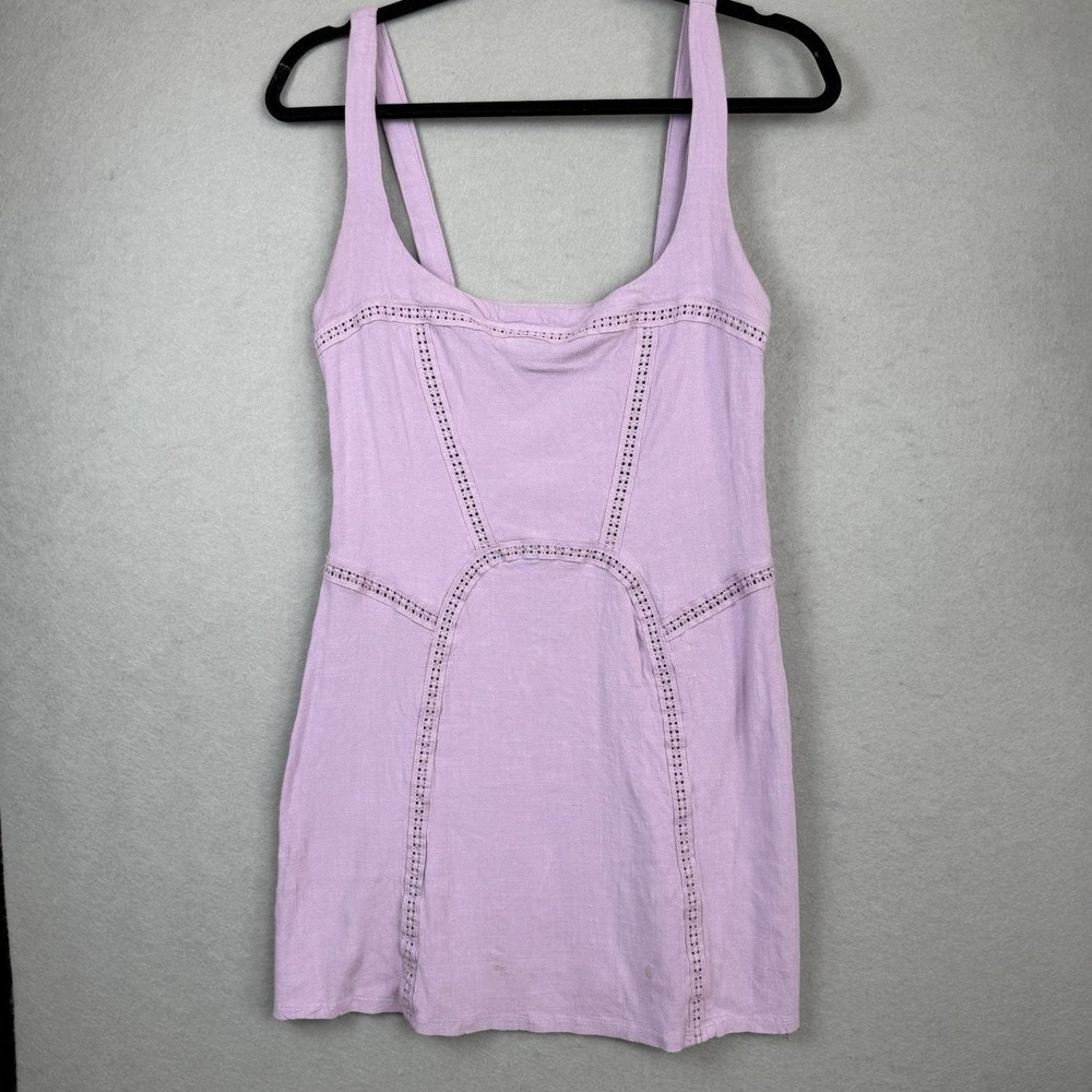 Intimately Free People Purple Beyond Me‎ Eyelet Design Mini Dress Sz M Beachy